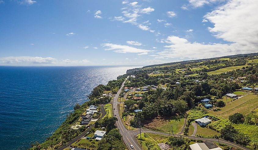 Vue sur le front de mer à Honokaa, Hawaï