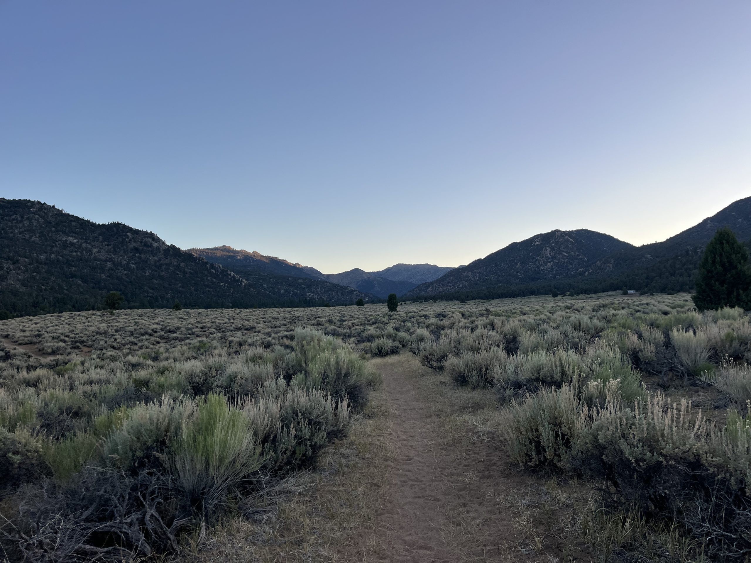 Randonnée dans le désert le matin, quittant Kennedy Meadows vers le sud